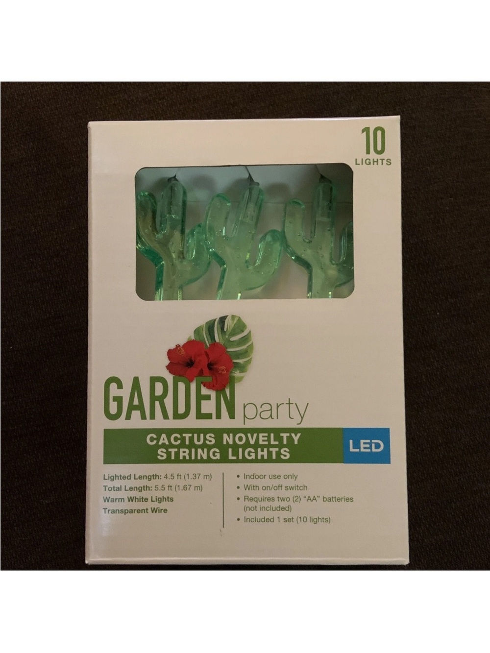 Cactus Novelty String Lights - Green LED (10 Lights)
